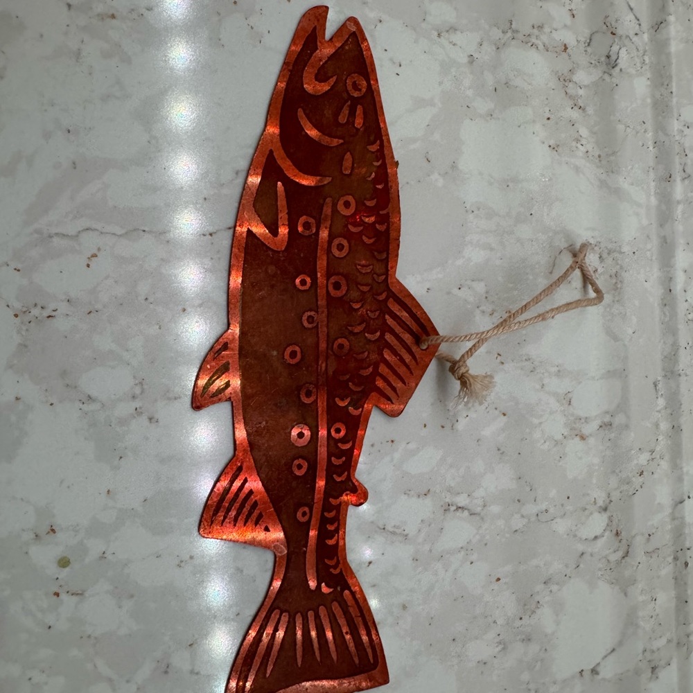 Brown Fish Accent Decor with Intricate Patterns- Copper